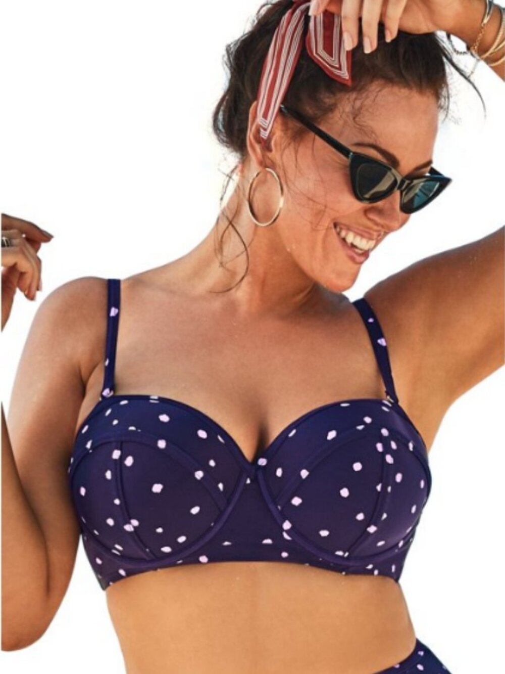 SWIMSUITS FOR ALL Women's Madame Underwire Bikini Top Purple Polka Dot (18) NEW